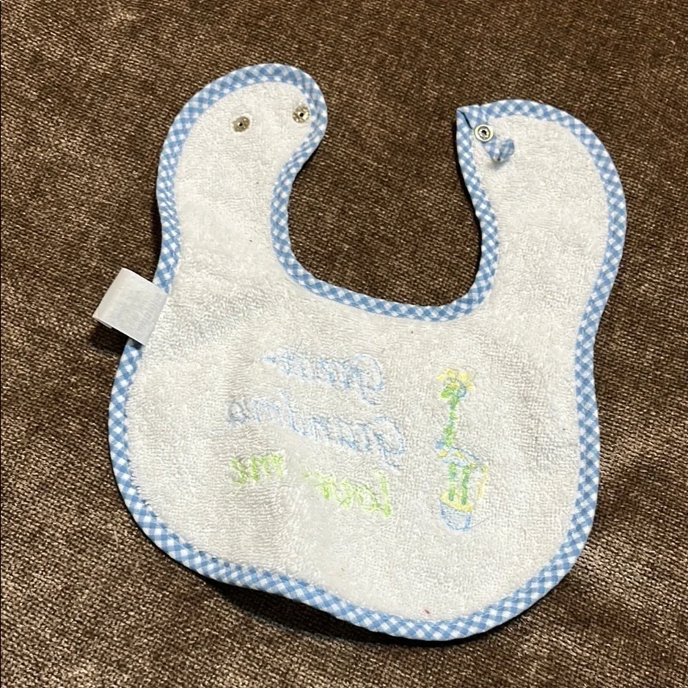 White & Blue “Great-Grandma Loves Me” Bib - free with any purchase